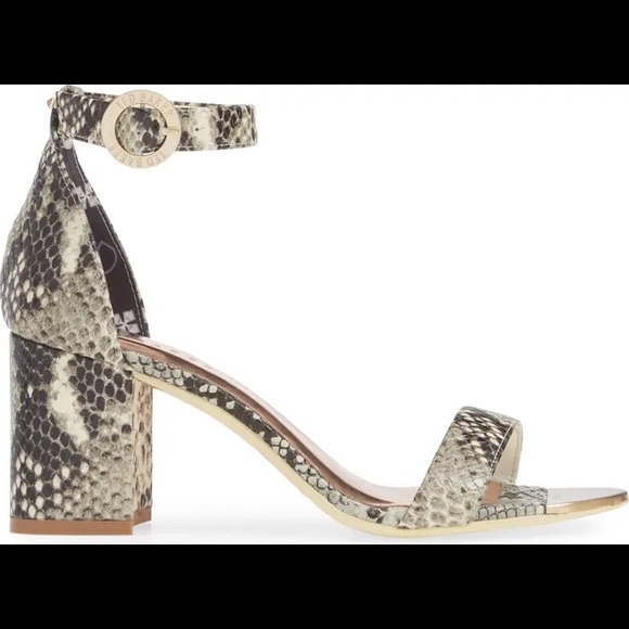 Manyap Leather Embossed Snake Skin Heel Sandal - Picture 2 of 5